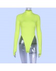 Hugcitar z długim rękawem na szyję neon bodycon sexy body bożonarodzeniowe 2019 jesienno-zimowa moda damska casual slim fit body