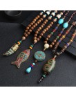 2020 nowy Handmade Nepal naszyjnik buddyjski Mala drewno naszyjnik z koralików i naszyjnik etniczny róg ryby długi komunikat biż