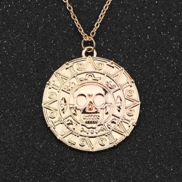 Piraci z karaibów naszyjnik Jack Sparrow Aztec moneta medalion Vintage złoty brąz srebrny wisiorek Johnny Depp hurt