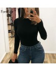 Forefair Sexy Skinny jednolity kolor, długi rękaw body damskie body Top jesienno-zimowa damska elegancka O Neck Slim białe czarn