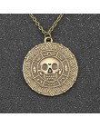 Piraci z karaibów naszyjnik Jack Sparrow Aztec moneta medalion Vintage złoty brąz srebrny wisiorek Johnny Depp hurt