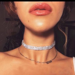 Lalynnly Fashion choker kryształowy naszyjnik dla kobiet Wedding Stretch wyraziste z kryształkami akcesoria naszyjnikowe biżuter