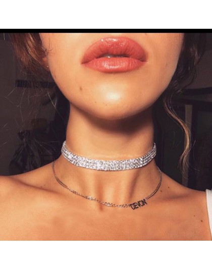 Lalynnly Fashion choker kryształowy naszyjnik dla kobiet Wedding Stretch wyraziste z kryształkami akcesoria naszyjnikowe biżuter