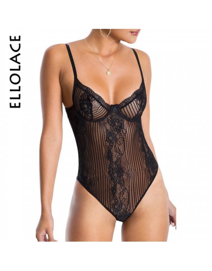 Ellolace 2019 różowy Neon koronki siatkowe body kobiety Sexy przejrzyste lato Backless kombinezony Bodycon kobiet nowy szczupły 