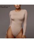 Forefair Sexy Skinny jednolity kolor, długi rękaw body damskie body Top jesienno-zimowa damska elegancka O Neck Slim białe czarn