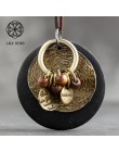 Okrągły naszyjnik kobiety biżuteria łańcuch sweter czeski naszyjnik akcesoria odzieżowe naszyjnik z drewna Collier Femme 6*7cm