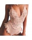Sexy koronkowe Body damski Bodycon kombinezon lato wyciąć pajacyki klub kobiet kombinezon Body na ramiączkach kombinezony Femini