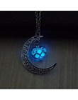 2019 świecące w ciemności wisiorek naszyjniki posrebrzany łańcuszek naszyjniki Hollow księżyc i serce Choker naszyjnik Collares 