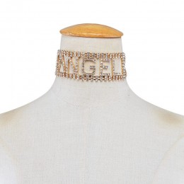 Ingemark moda anioł charakter Rhinestone Choker naszyjnik dla kobiet luksusowe Maxi komunikat biżuteria łańcuszek na szyję preze