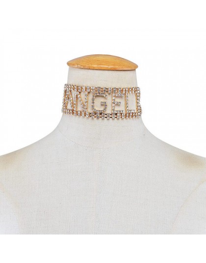 Ingemark moda anioł charakter Rhinestone Choker naszyjnik dla kobiet luksusowe Maxi komunikat biżuteria łańcuszek na szyję preze