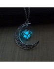 2019 świecące w ciemności wisiorek naszyjniki posrebrzany łańcuszek naszyjniki Hollow księżyc i serce Choker naszyjnik Collares 