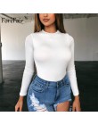 Forefair Sexy Skinny jednolity kolor, długi rękaw body damskie body Top jesienno-zimowa damska elegancka O Neck Slim białe czarn