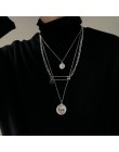 AOMU 2019 moda wielowarstwowy Hip Hop długi naszyjnik z łańcuszkiem dla kobiet mężczyzn biżuteria prezenty klucz krzyż wisiorek 