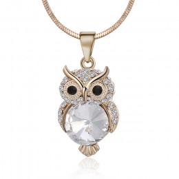 Mała sowa Choker naszyjnik dla kobiet kryształowy wisiorek z motywem zwierzęcym naszyjnik złoty kolor srebrny Choker biżuteria D