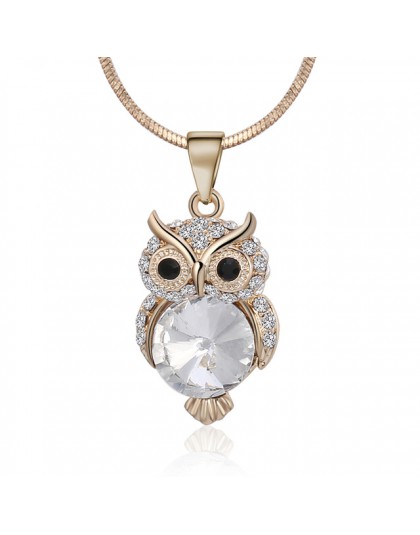 Mała sowa Choker naszyjnik dla kobiet kryształowy wisiorek z motywem zwierzęcym naszyjnik złoty kolor srebrny Choker biżuteria D