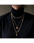 AOMU 2019 moda wielowarstwowy Hip Hop długi naszyjnik z łańcuszkiem dla kobiet mężczyzn biżuteria prezenty klucz krzyż wisiorek 