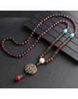 2020 nowy Handmade Nepal naszyjnik buddyjski Mala drewno naszyjnik z koralików i naszyjnik etniczny róg ryby długi komunikat biż