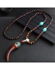 2020 nowy Handmade Nepal naszyjnik buddyjski Mala drewno naszyjnik z koralików i naszyjnik etniczny róg ryby długi komunikat biż