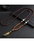 2020 nowy Handmade Nepal naszyjnik buddyjski Mala drewno naszyjnik z koralików i naszyjnik etniczny róg ryby długi komunikat biż