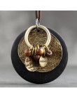 Okrągły naszyjnik kobiety biżuteria łańcuch sweter czeski naszyjnik akcesoria odzieżowe naszyjnik z drewna Collier Femme 6*7cm