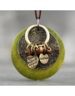 Okrągły naszyjnik kobiety biżuteria łańcuch sweter czeski naszyjnik akcesoria odzieżowe naszyjnik z drewna Collier Femme 6*7cm