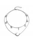 2019 Vintage wielowarstwowe złoto naszyjniki dla kobiet moda księżyc wisiorek w kształcie gwiazdy Crystal Chain naszyjniki i Boh