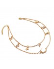 2019 Vintage wielowarstwowe złoto naszyjniki dla kobiet moda księżyc wisiorek w kształcie gwiazdy Crystal Chain naszyjniki i Boh