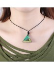 BOAKO trójkąt żywica drewno naszyjnik Handmade żywica liny choker łańcuszek naszyjnik dla kobiet mężczyzn urok biżuteria kołnier