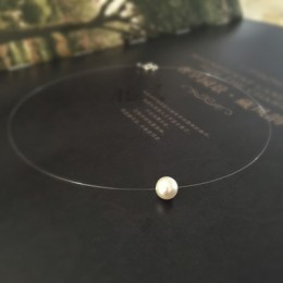 Moda niewidzialna kryształowa ryba linia biała imitacja perły naszyjnik dla kobiet klasyczna perła Choker naszyjniki Collier B04