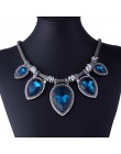 Luksusowy Vintage choker damski duże kryształowe biżuteria z kamienia srebrny łańcuszek Boho Chunky komunikat Maxi naszyjniki Co