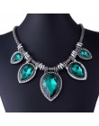 Luksusowy Vintage choker damski duże kryształowe biżuteria z kamienia srebrny łańcuszek Boho Chunky komunikat Maxi naszyjniki Co