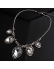 Luksusowy Vintage choker damski duże kryształowe biżuteria z kamienia srebrny łańcuszek Boho Chunky komunikat Maxi naszyjniki Co