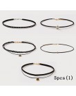 Moda 5 sztuk dziewczyny wielowarstwowa koronki czarny Choker naszyjnik Kid Stretch aksamitne klasyczne gotycki tatuaż koronki Ch