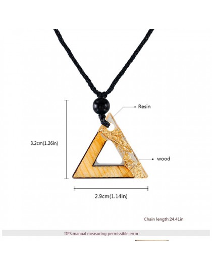 BOAKO trójkąt żywica drewno naszyjnik Handmade żywica liny choker łańcuszek naszyjnik dla kobiet mężczyzn urok biżuteria kołnier