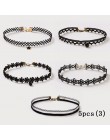 Moda 5 sztuk dziewczyny wielowarstwowa koronki czarny Choker naszyjnik Kid Stretch aksamitne klasyczne gotycki tatuaż koronki Ch