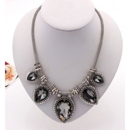 Luksusowy Vintage choker damski duże kryształowe biżuteria z kamienia srebrny łańcuszek Boho Chunky komunikat Maxi naszyjniki Co
