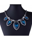 Luksusowy Vintage choker damski duże kryształowe biżuteria z kamienia srebrny łańcuszek Boho Chunky komunikat Maxi naszyjniki Co