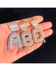Nazwa własna korona Bail Drip inicjały Bubble Letters naszyjniki i wisiorek dla kobiet mężczyzn złoty kolor Cubic cyrkon Hip Hop