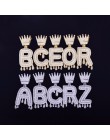 Nazwa własna korona Bail Drip inicjały Bubble Letters naszyjniki i wisiorek dla kobiet mężczyzn złoty kolor Cubic cyrkon Hip Hop