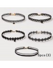 Moda 5 sztuk dziewczyny wielowarstwowa koronki czarny Choker naszyjnik Kid Stretch aksamitne klasyczne gotycki tatuaż koronki Ch