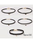 Moda 5 sztuk dziewczyny wielowarstwowa koronki czarny Choker naszyjnik Kid Stretch aksamitne klasyczne gotycki tatuaż koronki Ch
