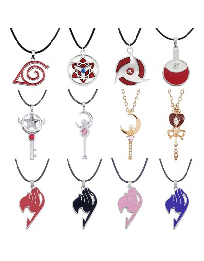 Modny japonia Anime naszyjnik Naruto Symbol wisiorek Ninja Sailor wisiorek z księżycem fairy tail Uchiha Sha Rinn Gann naszyjnik