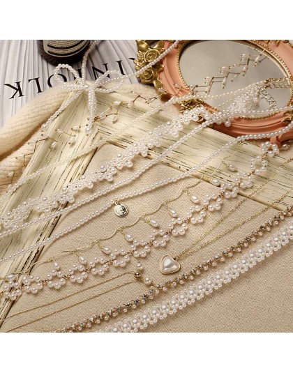 17KM kwiat naszyjniki z pereł dla kobiet muszka imprezowa węzeł naszyjnik moda Choker elegancki kwiat biżuteria prezenty 2020