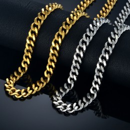 Szyi ciężki złoty łańcuszek dla mężczyzn duży długi naszyjniki męski złoty kolor Hiphop kubański naszyjnik ze stali nierdzewnej 