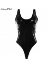 Weirdgirl kobiety pu skórzane body Sexy Party czarny dekolt w serek chuda wiosenna, bez rękawów Highstreet Spaghetti Strap pajac