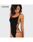 COLROVIE Strappy kombinezon bez pleców kobiety czarne gorące plażowe body bez rękawów granatowy z wycięciem Cross Slim Cami body