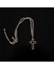 Biżuteria damska męska unisex efektowny awangardowy długi masywny wisior srebrny z ozdobnym krzyżem