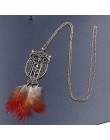 Etniczne Punk Feather damski naszyjnik Vintage łapacz snów długi wisiorek łańcuch sweter bohema długa naszyjnik fow kobiety 2019