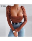Julissa mo czarna dwuwarstwowa siatka Sexy body damskie topy jesień nowy długi rękaw średnio wysoka talia body damskie kombinezo