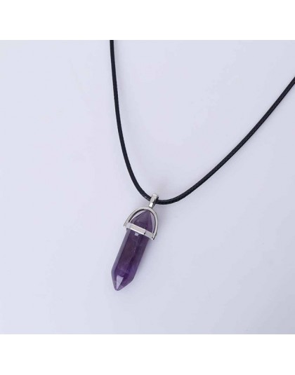 Gorąca sześciokątna kolumna naturalny kryształ tygrysie oko turquoises pendentif ametysty kamień wisiorek naszyjnik łańcuszkowy 